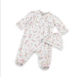 3 for 20 —-Vintage Rose Footie with cap size 3M